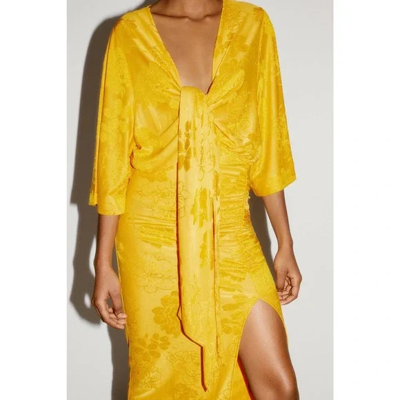 ZARA JACQUARD BODYSUIT GOLDEN YELLOW - Picture 3 of 11